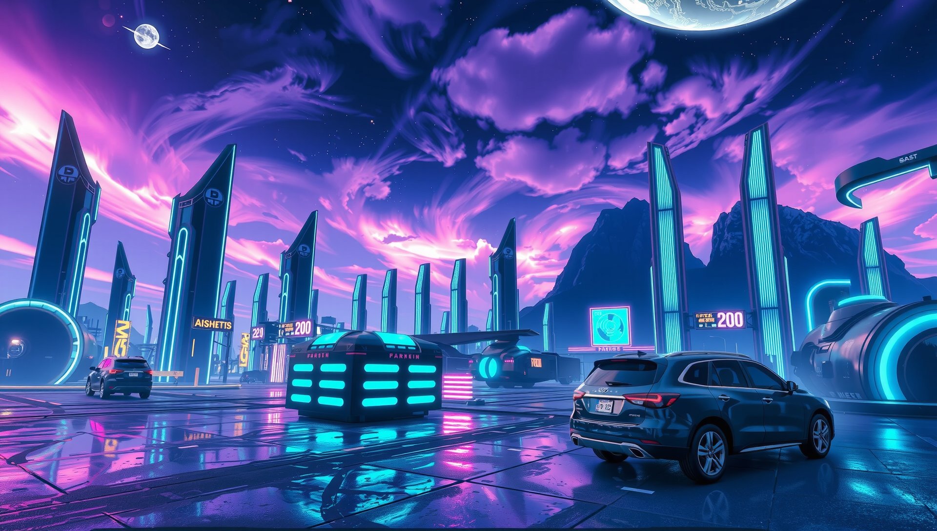 Cinematic futuristic gaming landscape for PlayStrux immersive PC games